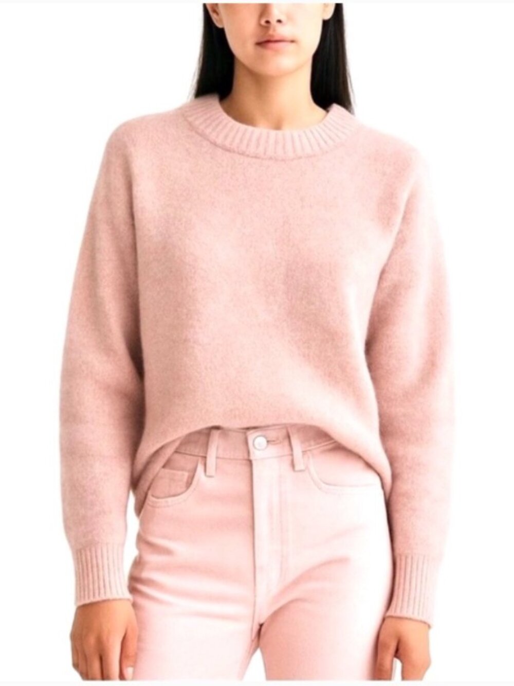 AYR The Kickback Crew Neck Alpaca/Merino Blend Sweater in Pink - S